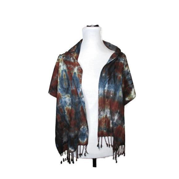 NEW Artisan Hand‎ Dyed Scarf with Fringe - Picture 4 of 8